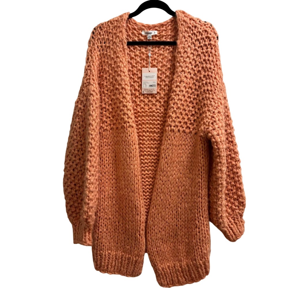 Missguided Handknit Cardigan Womens 2/4 Orange NWT Chunky Oversized Balloon